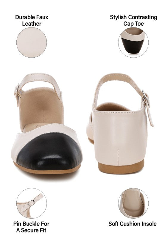 Clevea Dual Tone Pin Buckle Ballet Flats