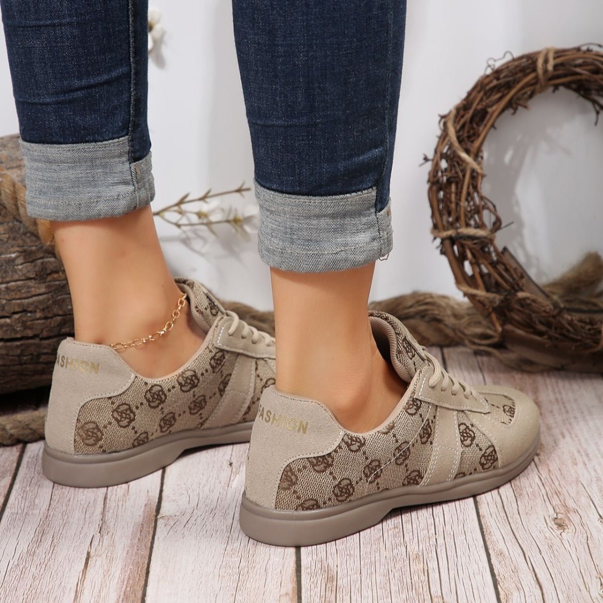 Lace Up Round Toe Sneakers - Loving It Shop