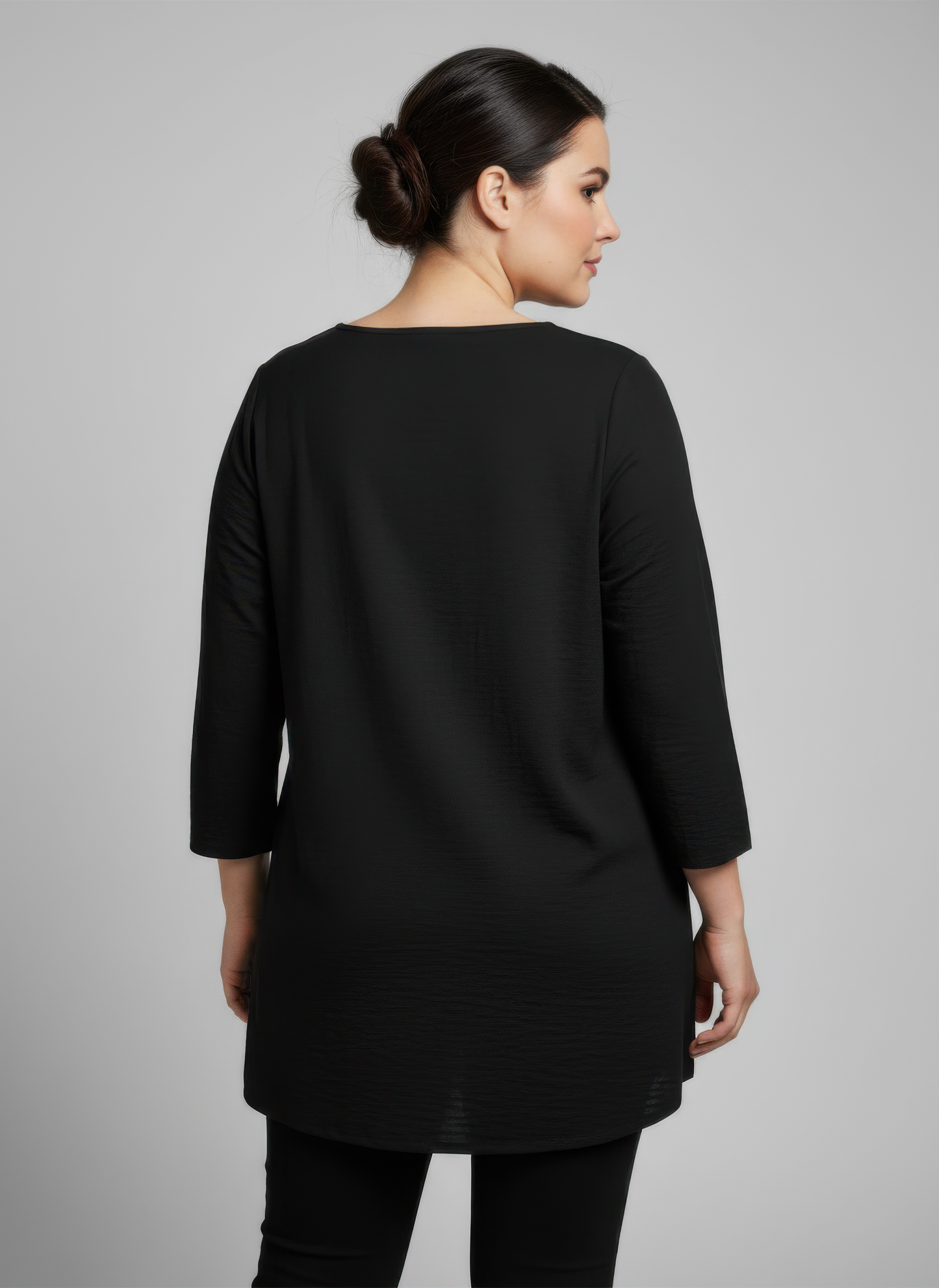 Lace Yoke Three-quarter Sleeve Knit Top