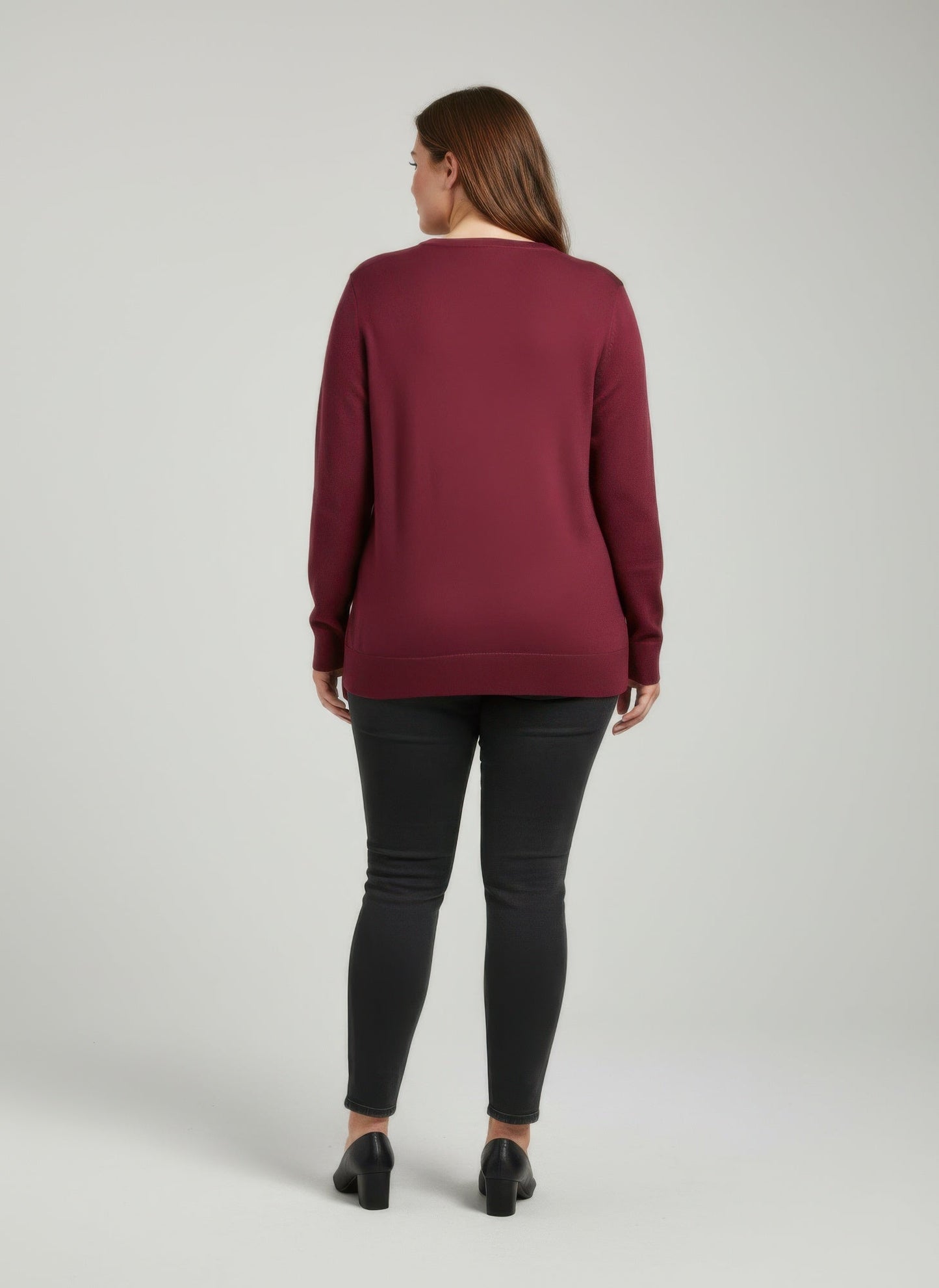 Burgundy Shimmer Detail Knit Tunic Top