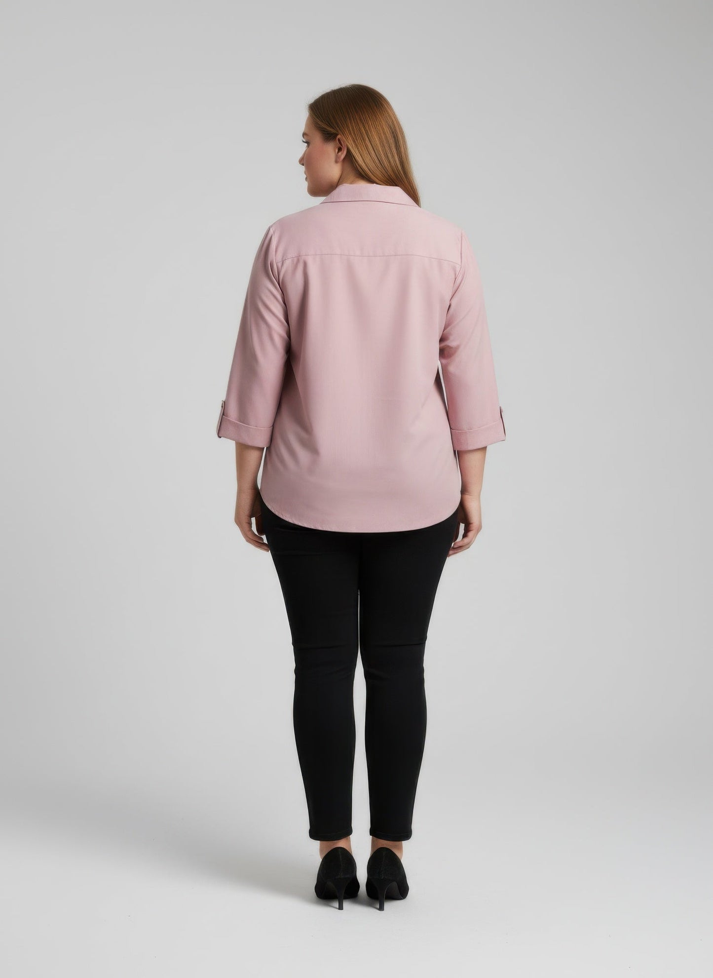 Blush Utility Button Front Roll Sleeve Blouse