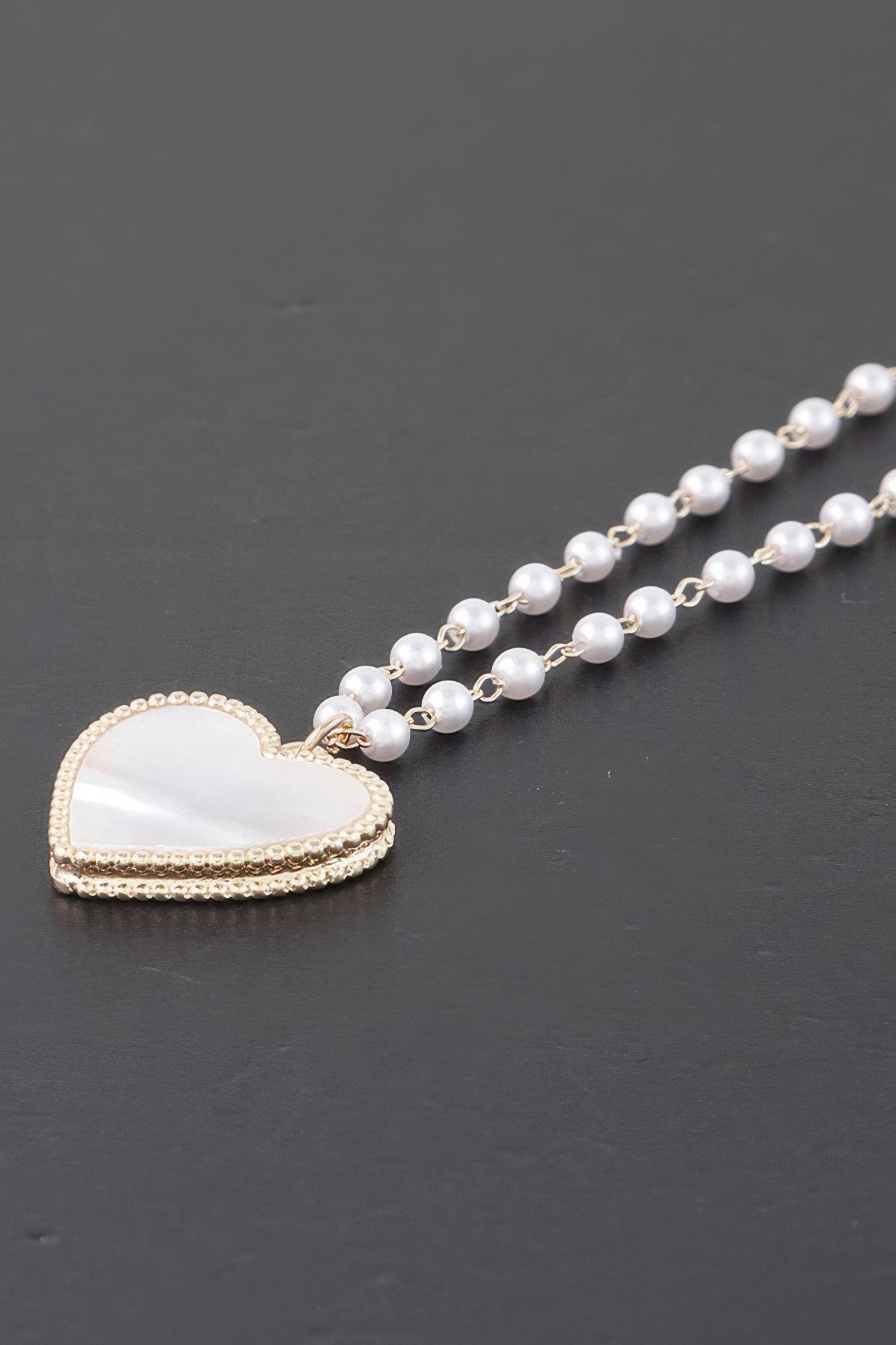 Pearled Marble Heart Necklace