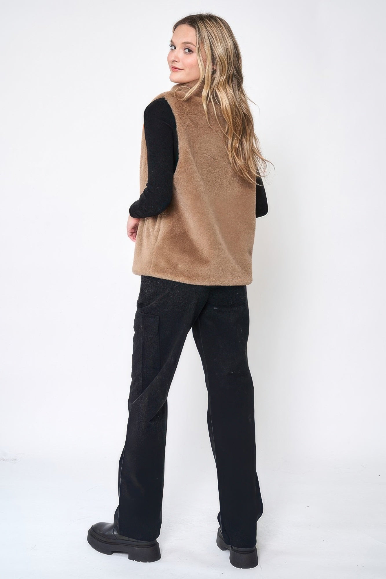 Solid Faux Fur Vest