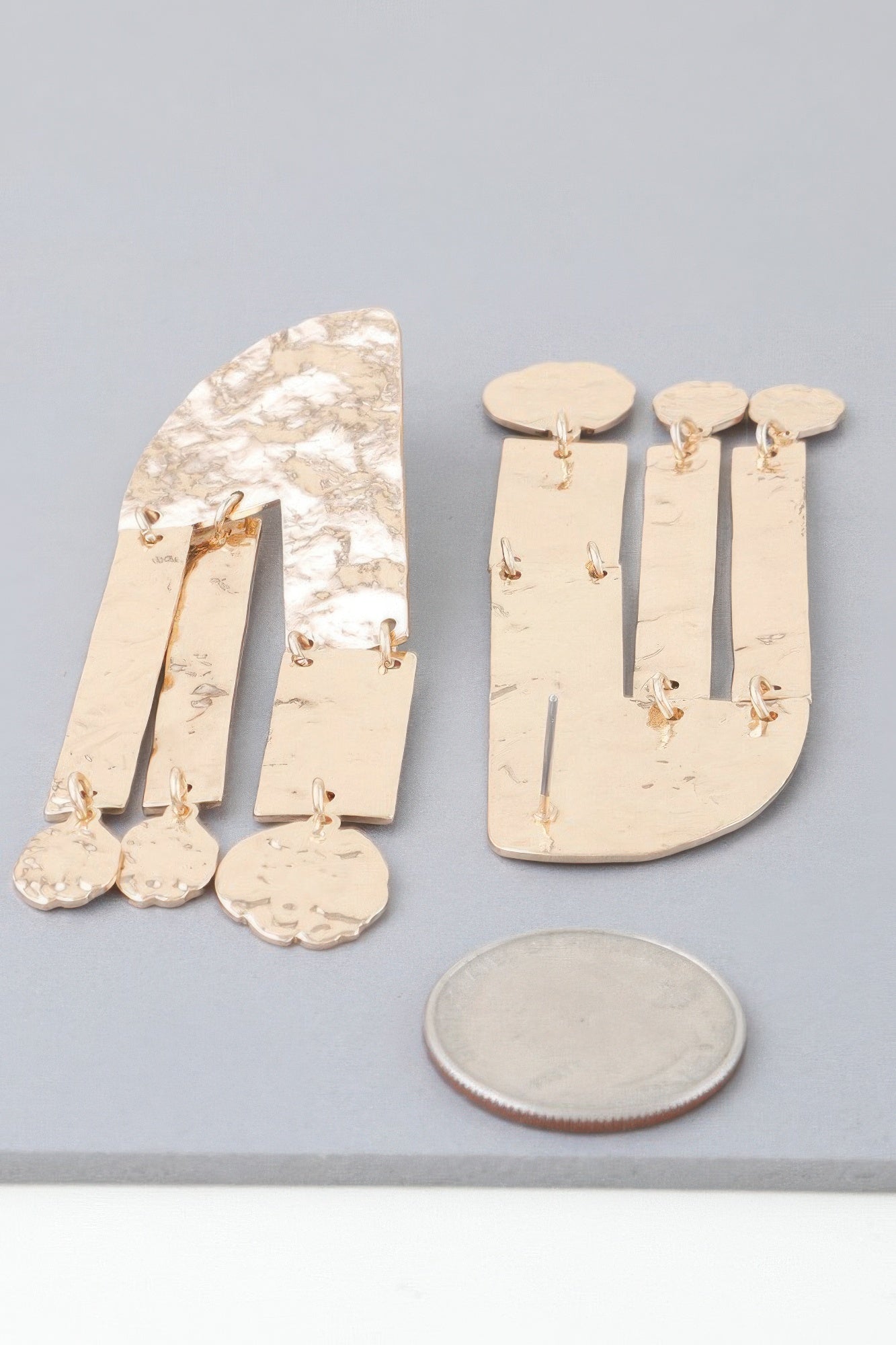 Shiny Hammered Drop Earrings