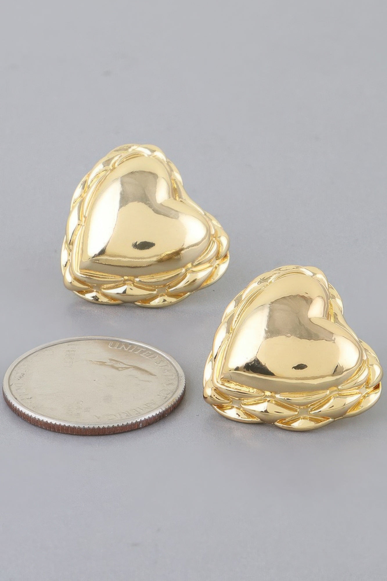 Shiny Braided Heart Stud Earrings