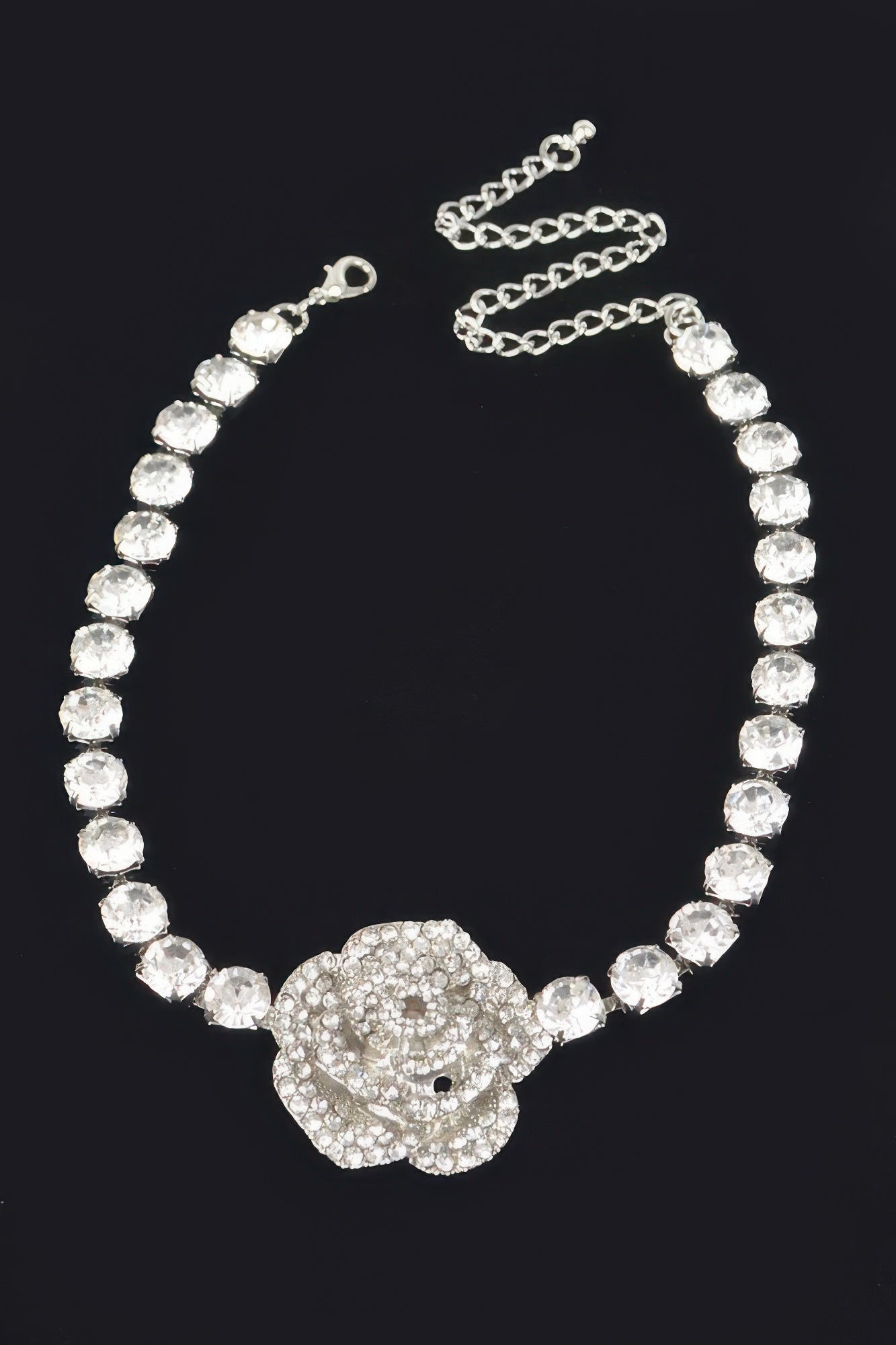 Rhinestone Flower Choker
