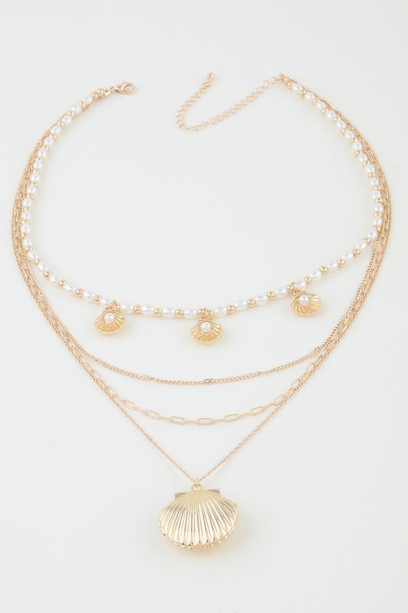 Multi Seashell Charm Drop Necklace
