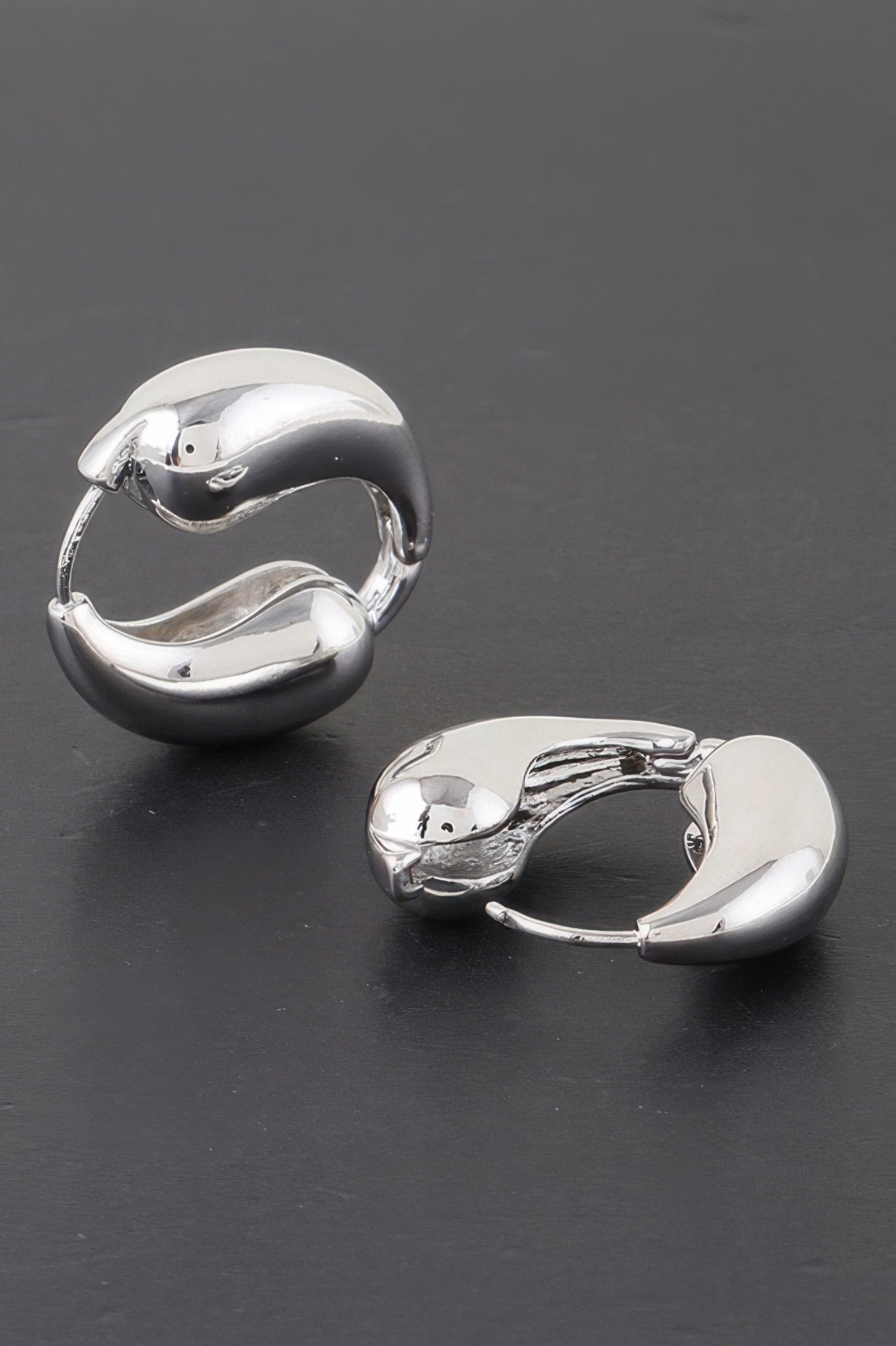 Shiny Yin N Yang Hoop Earrings