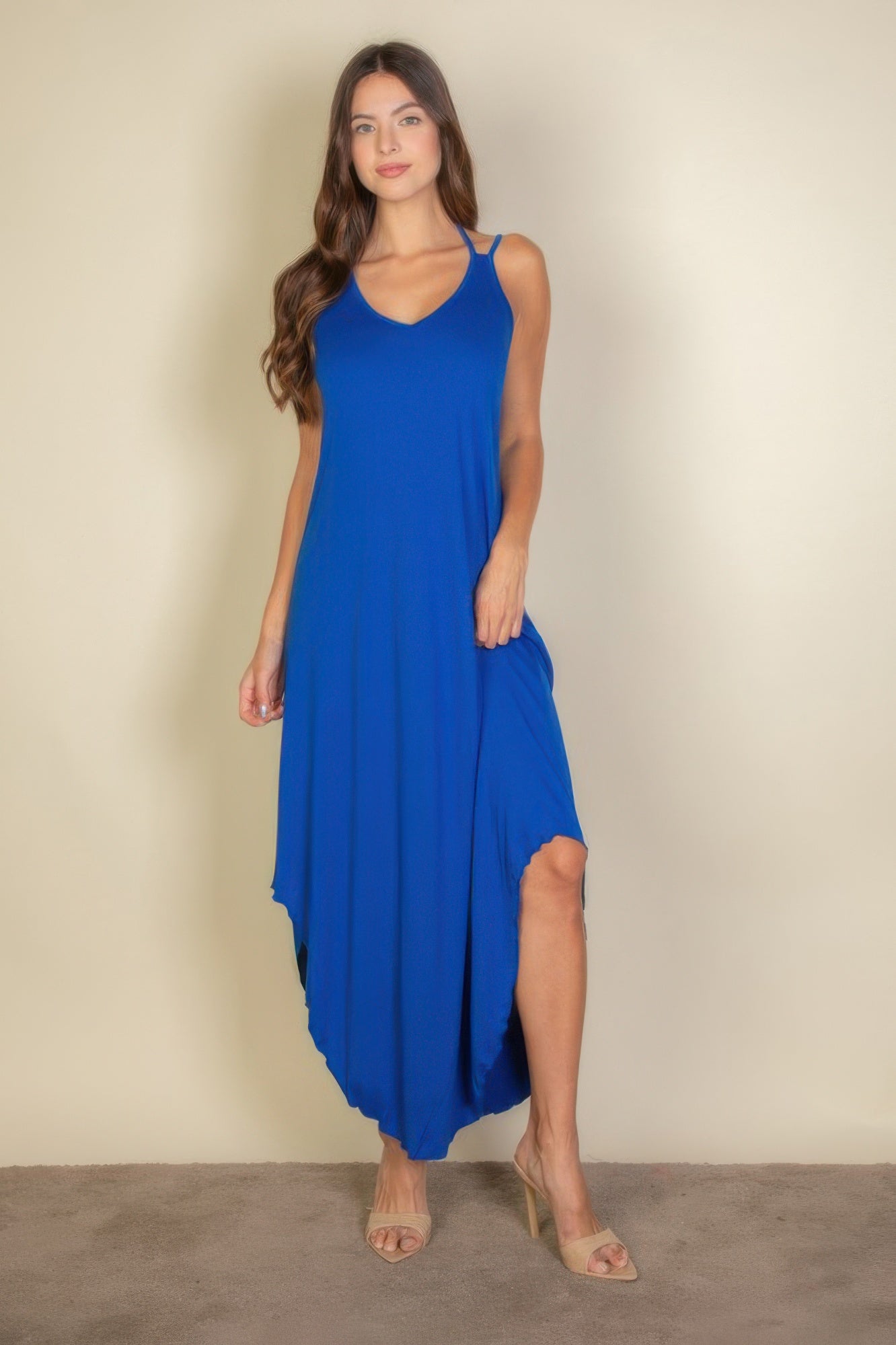 Solid Cami Double Strap Loose Fit Dress