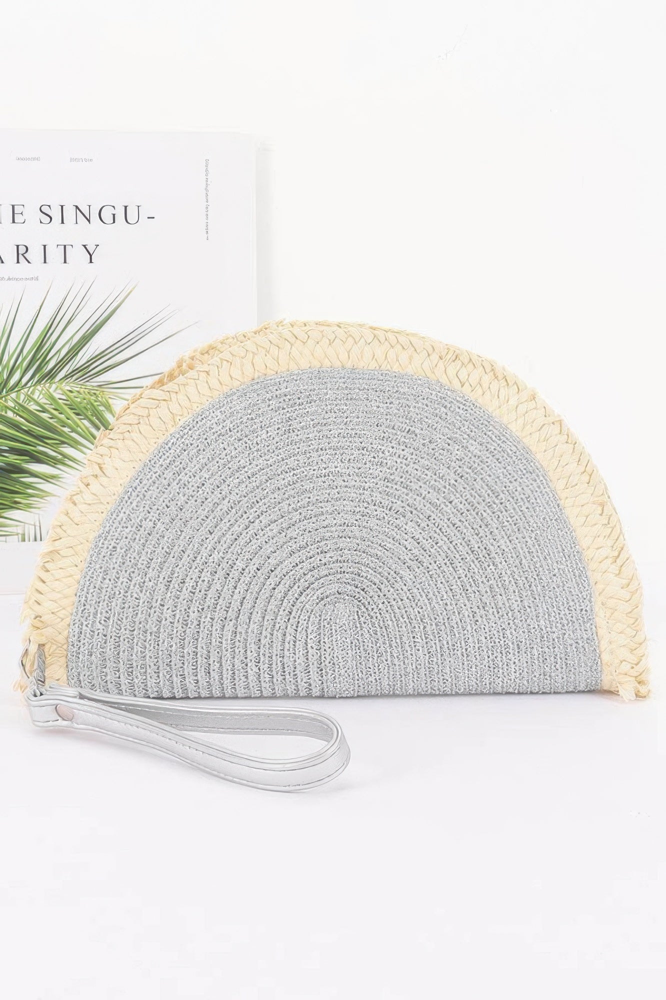 Metallic Faux Straw Clutch