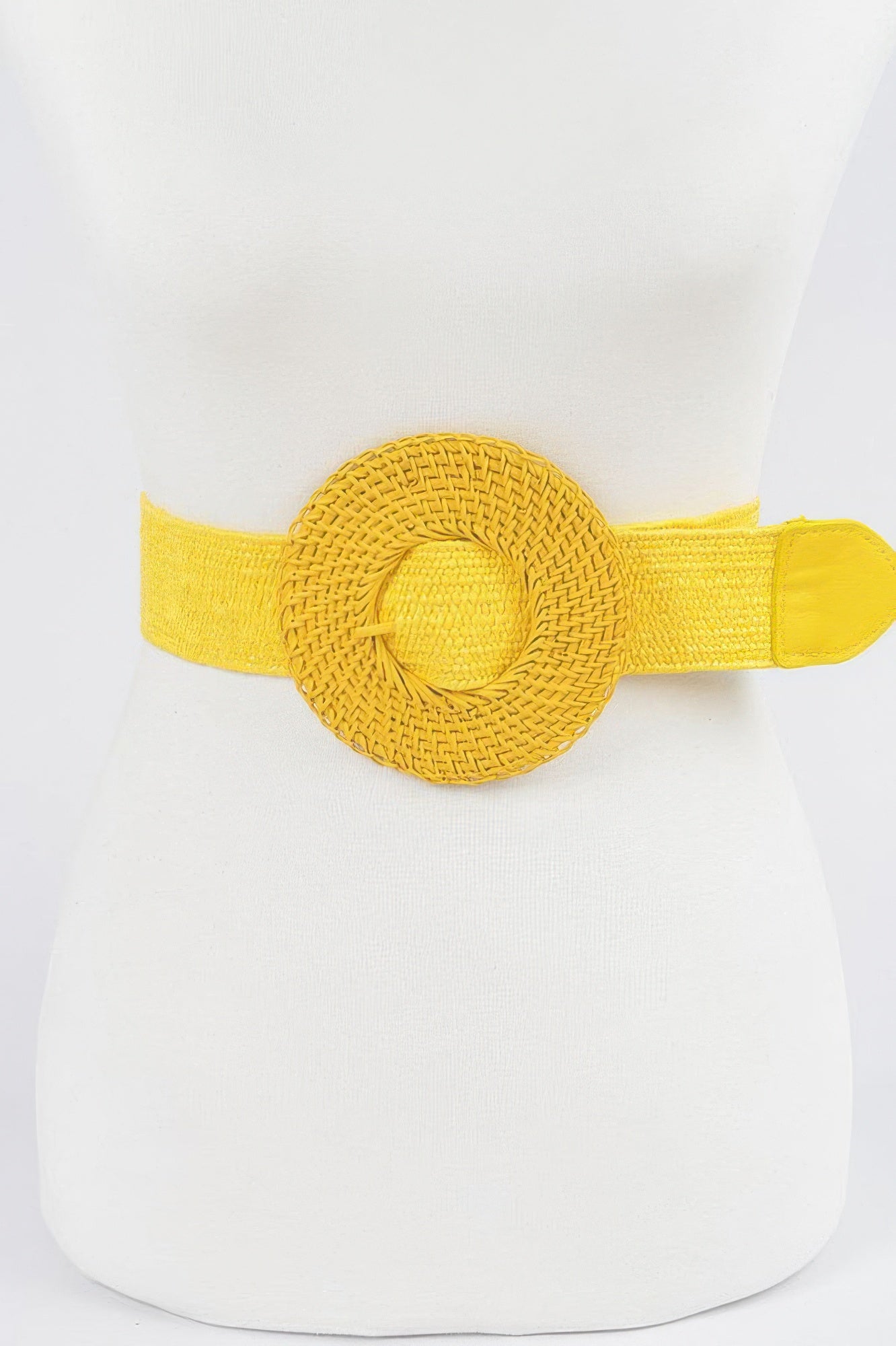 Round Handmade Bamboo Buckle Elastic Belt
