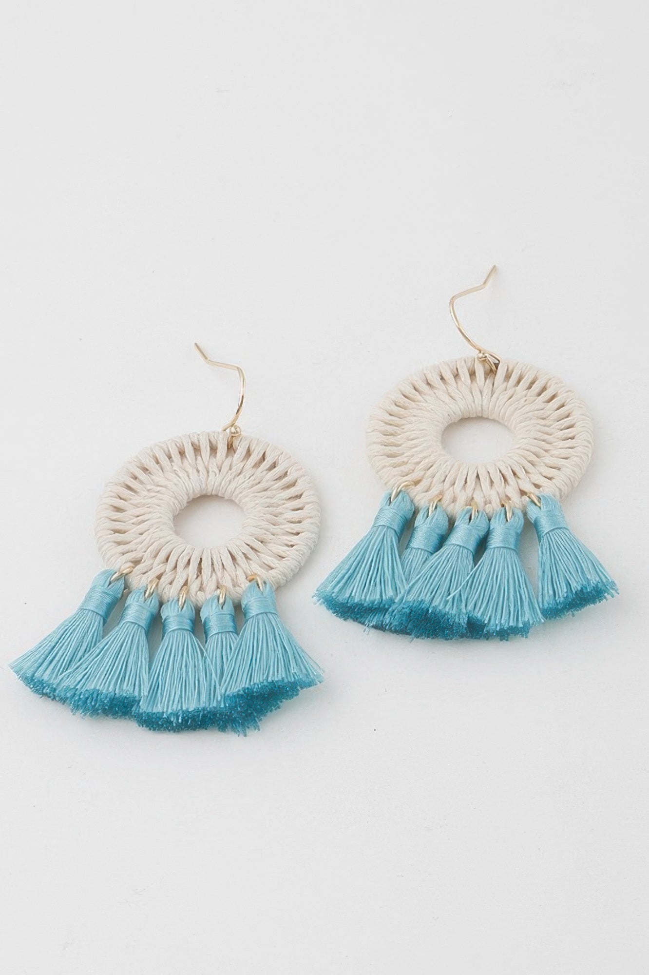 Weaved Tassel Disk Earrings