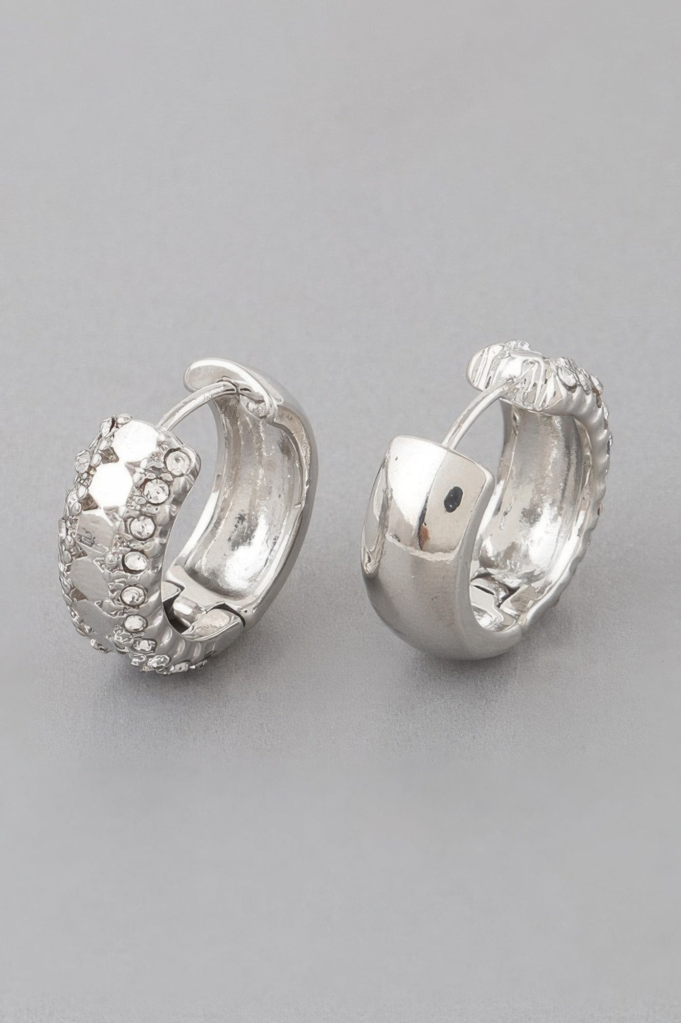 Half Jeweled Hoop Earrings