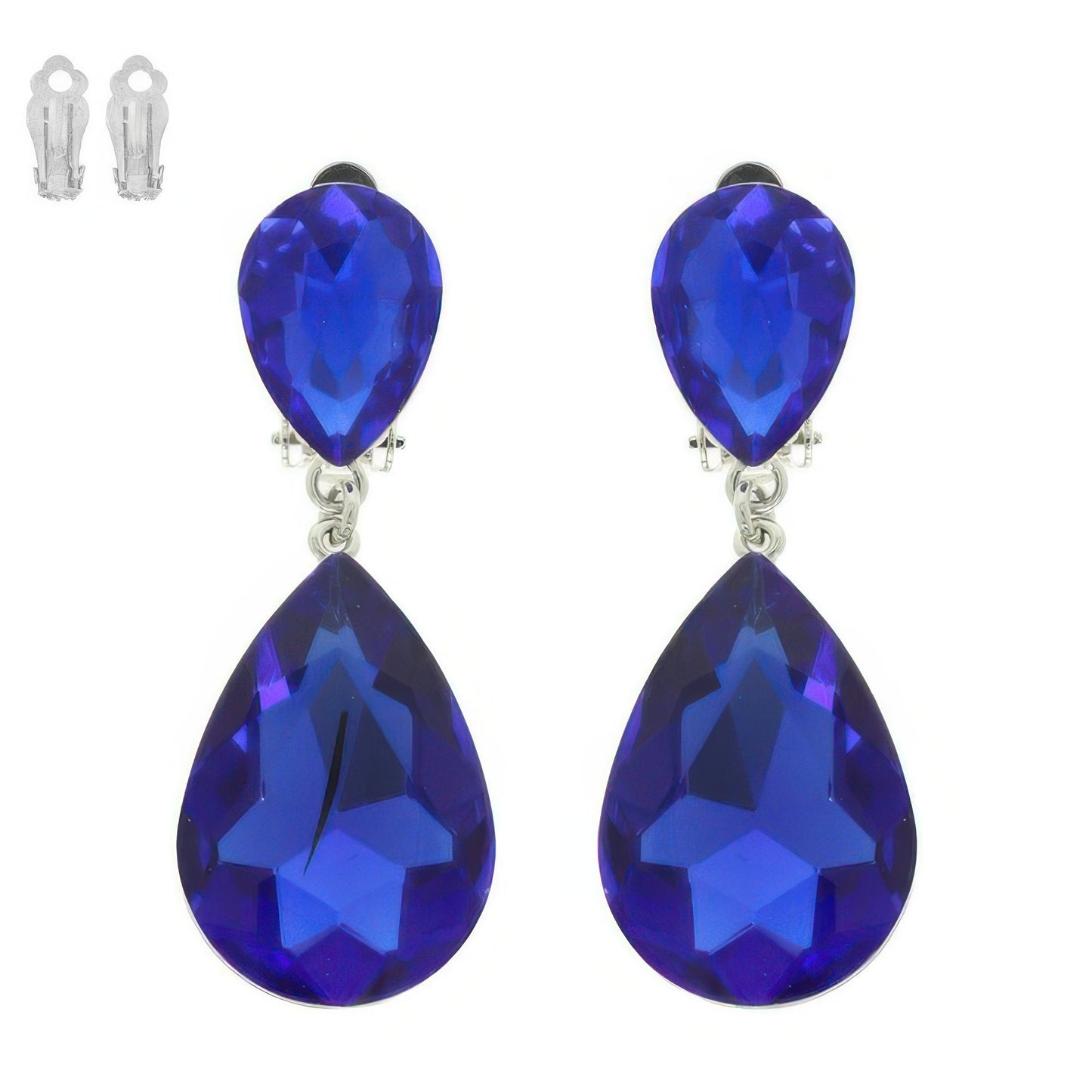 Teardrop-cut Crystal Clip On Earrings