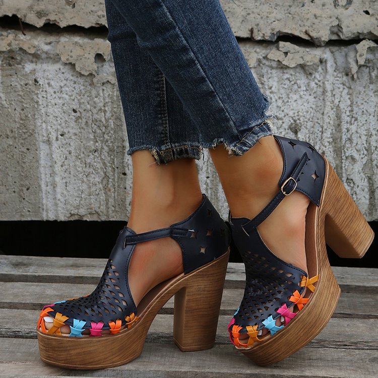 Printed Ethnic Style High-heeled Women&