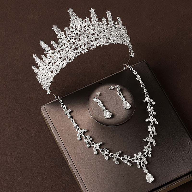 Retro Atmospheric Rhinestone Birthday Crown Hair Accessories Three-piece Suit