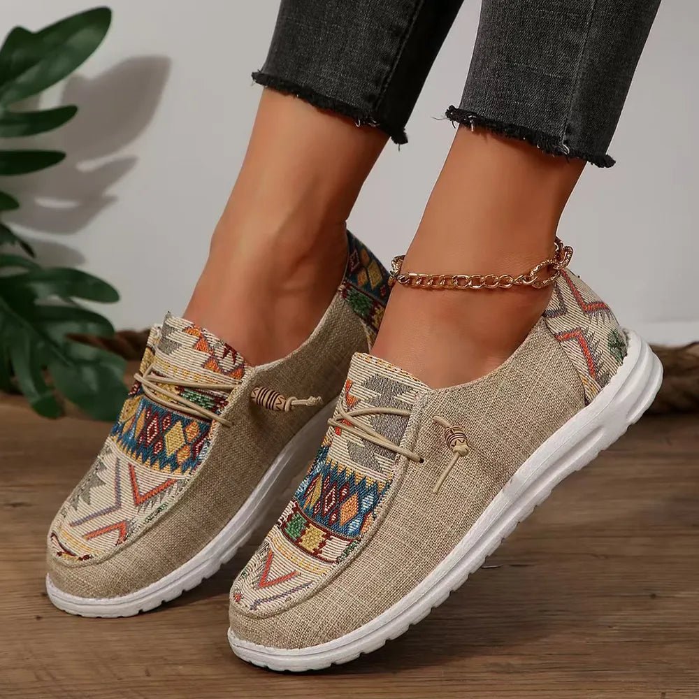 Geometric Round Toe Flat Slip - Ons - Loving It Shop