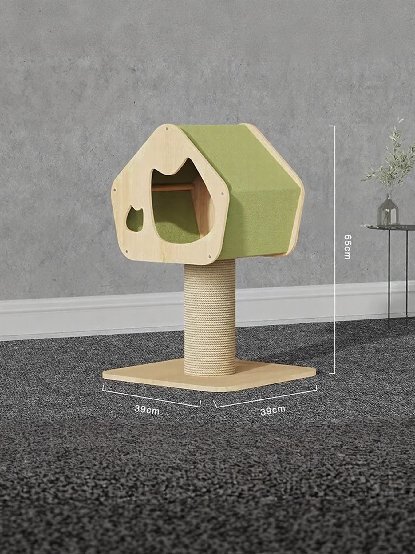 Modern Wooden Cat Condo with Scratching Post - Loving It Shop