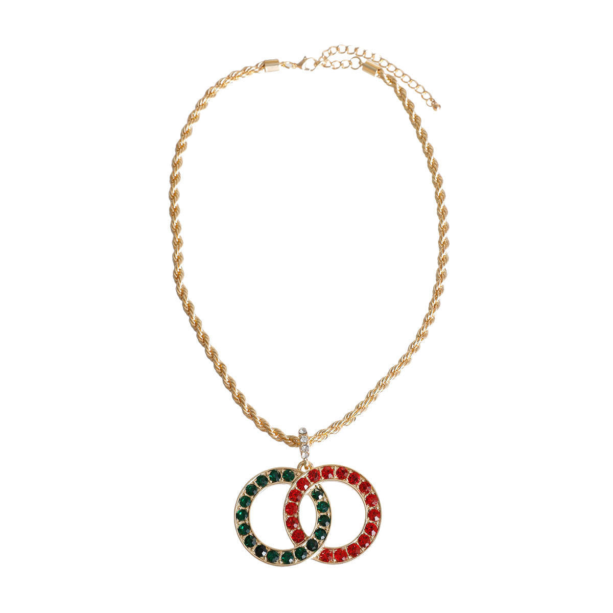 Statement Rope Chain Necklace in Red and Green – Trendy Fashion Jewelry