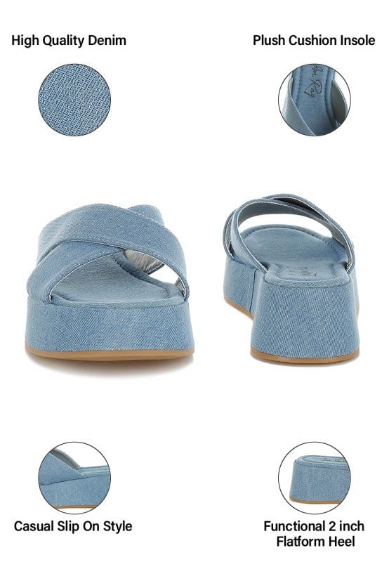 Karbi Denim Flatform Slip Ons - Loving It Shop