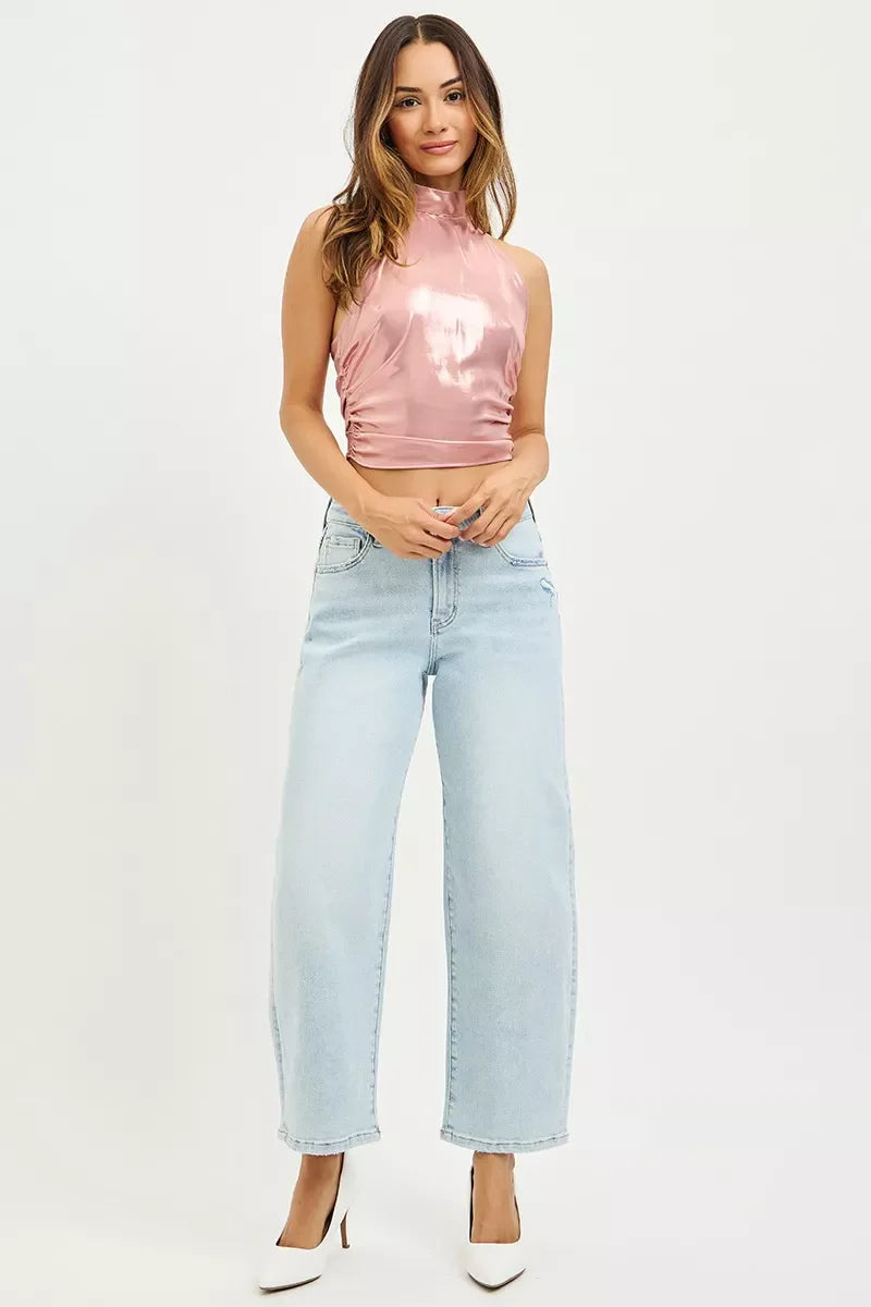 High Rise Crop Barrel Jeans