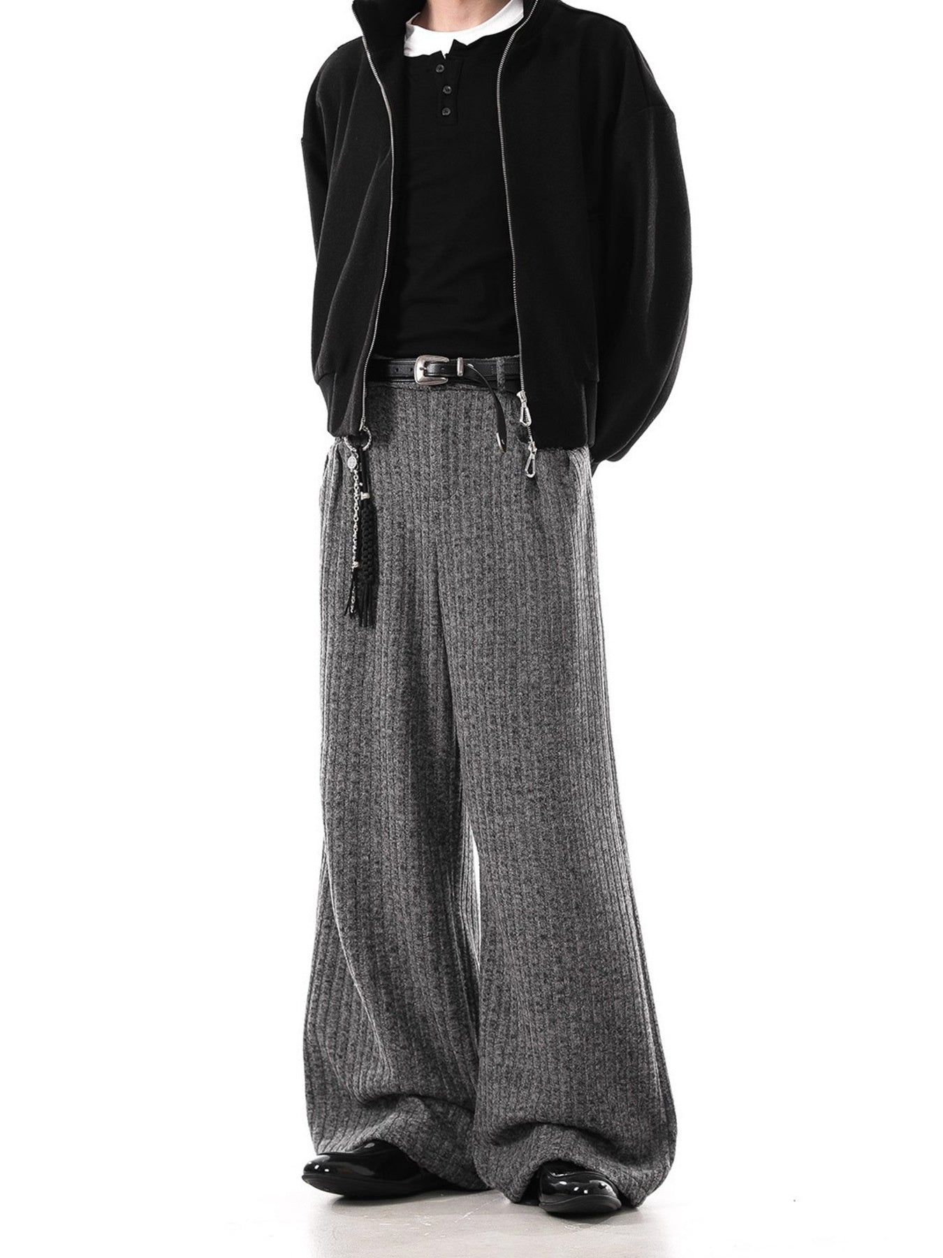 Men's Plus Size Ribbed Knit Loose Fit Pants