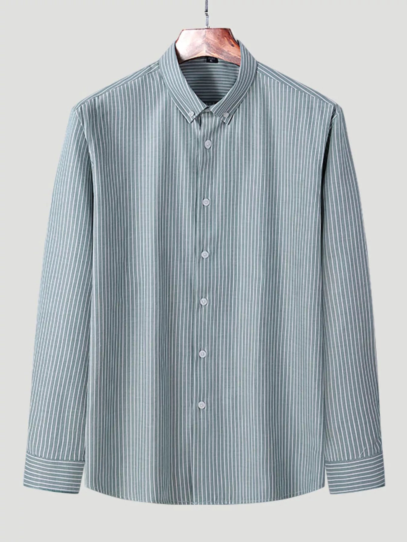 Men's Full Size Casual Striped Button-Down Shirt Plus Size