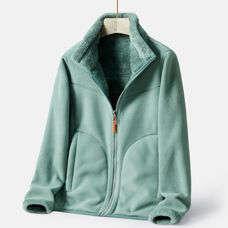 Double-sided Polar Fleece Outdoor Thick Warm Sweater Coat