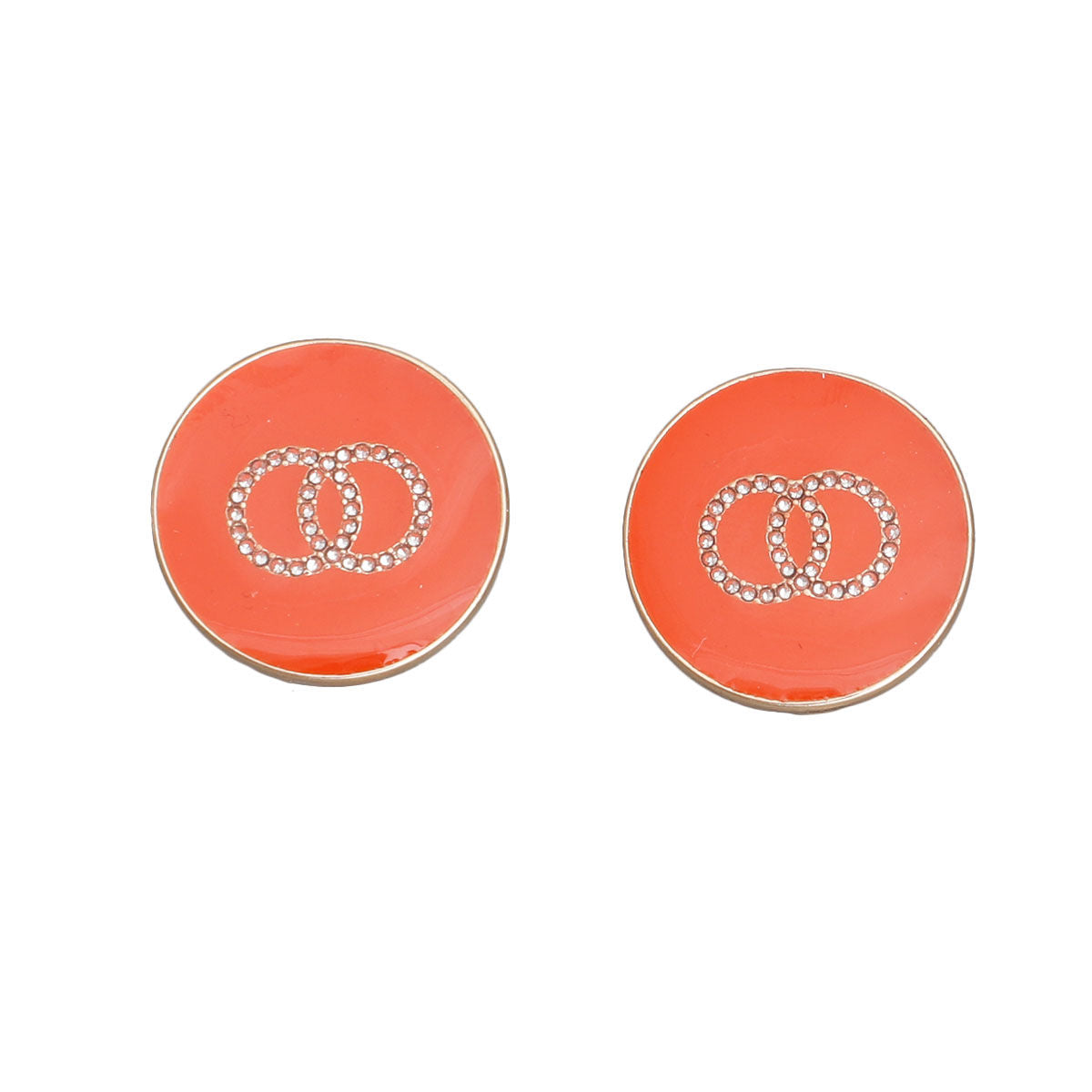 Flat Stud Earrings Orange Pop Chic Stylish Jewelry