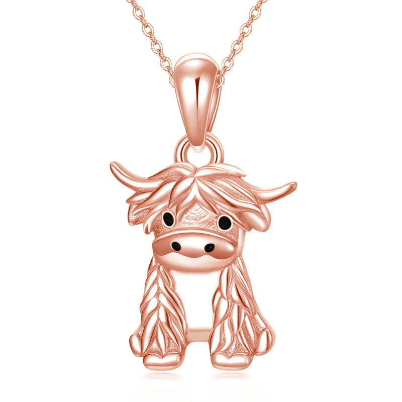 925 Sterling Silver Highland Cow Necklace Cow Earrings Cow Jewelry