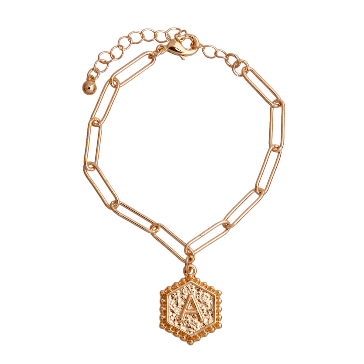 Charm Bracelet with Hexagon Initial Pendant Stylish Jewelry Accessory