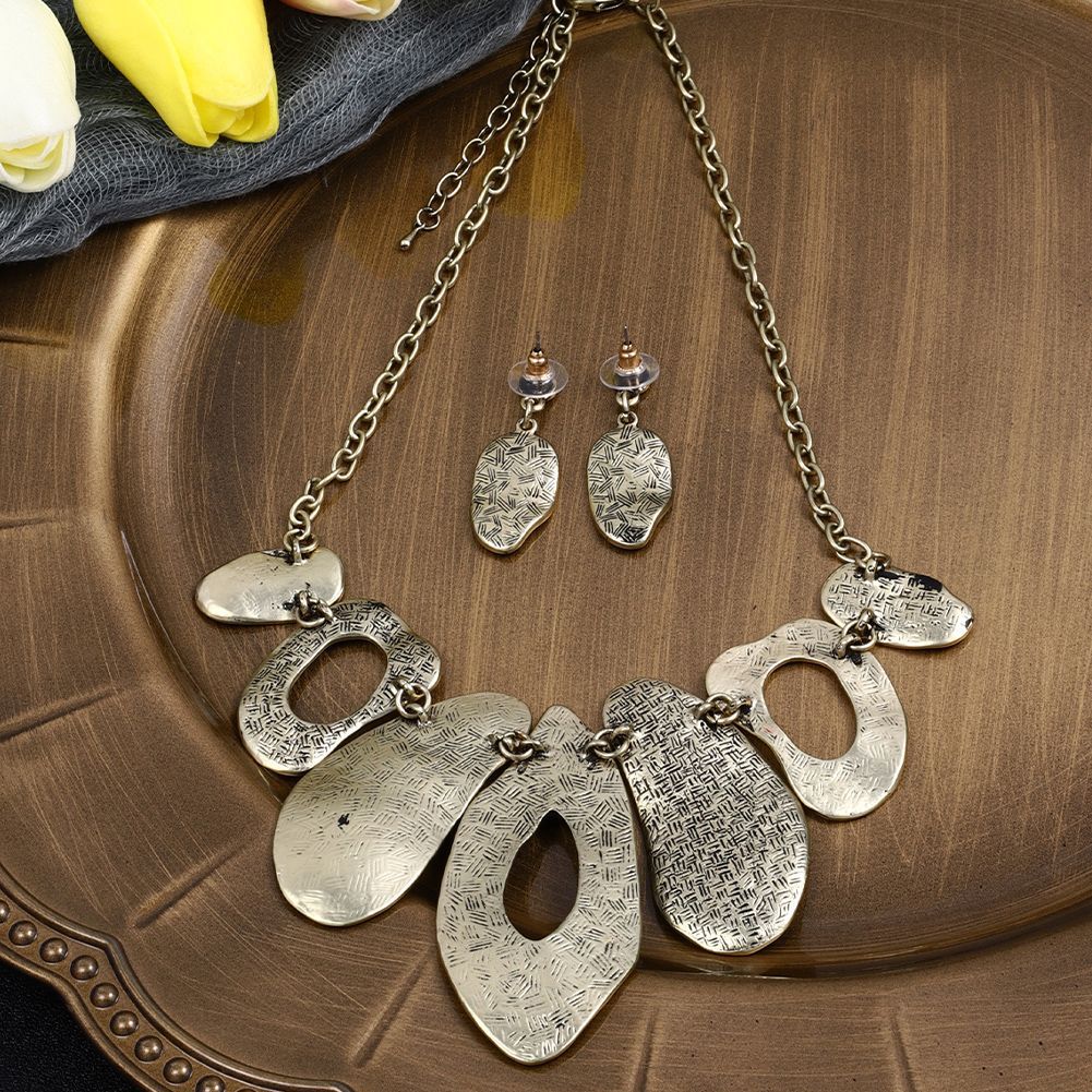 Alloy Geometric Irregular Oval Colorful Oil Necklace Hollow Design Women&