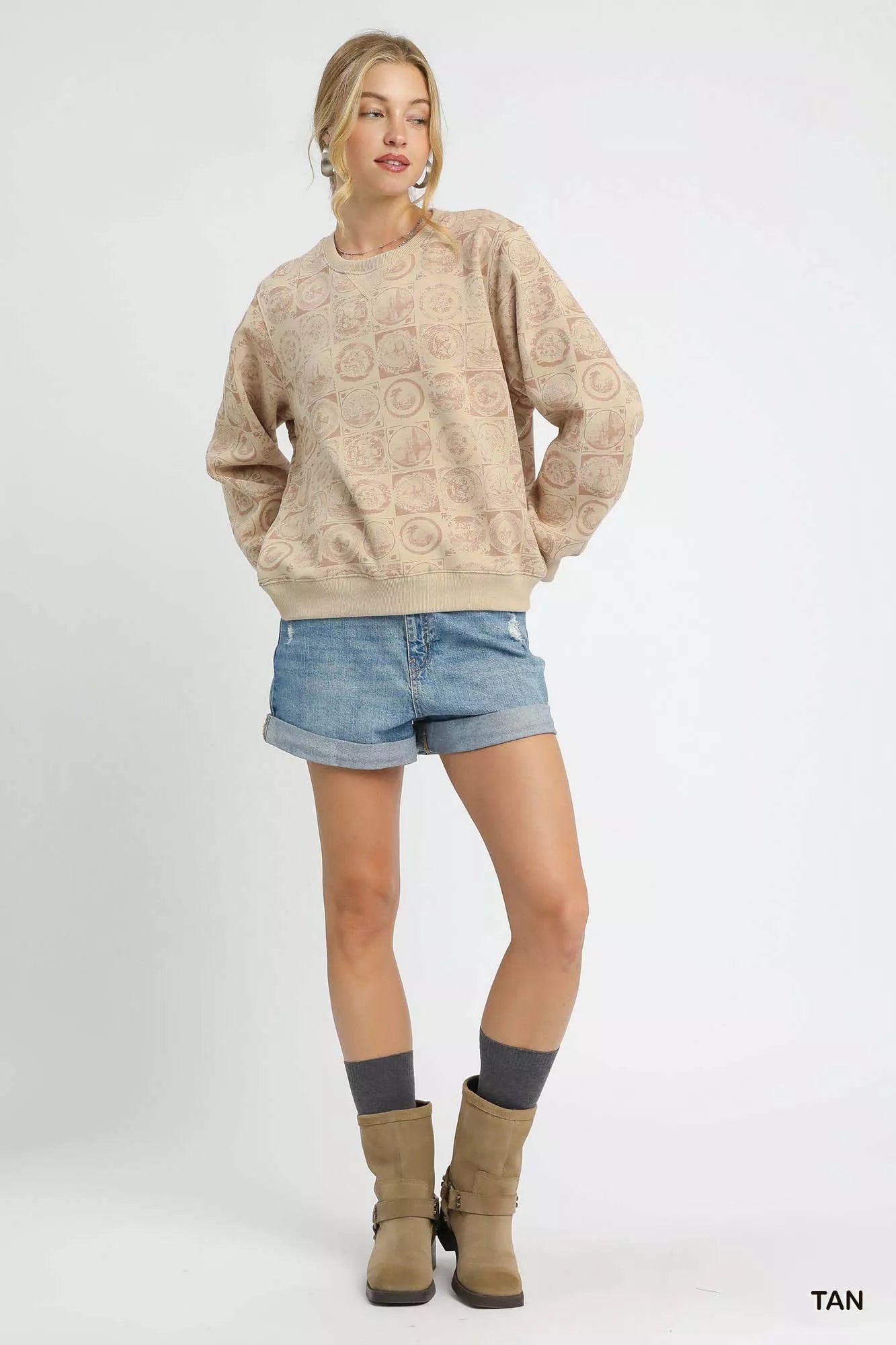 Coin Stamp Print Sweatshirt