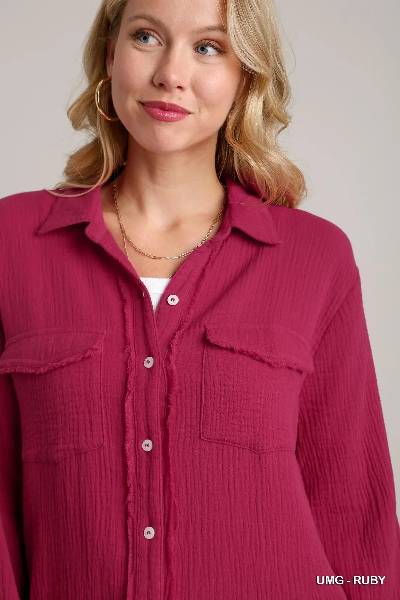 Cotton Gauze Button Down Shirt Dress