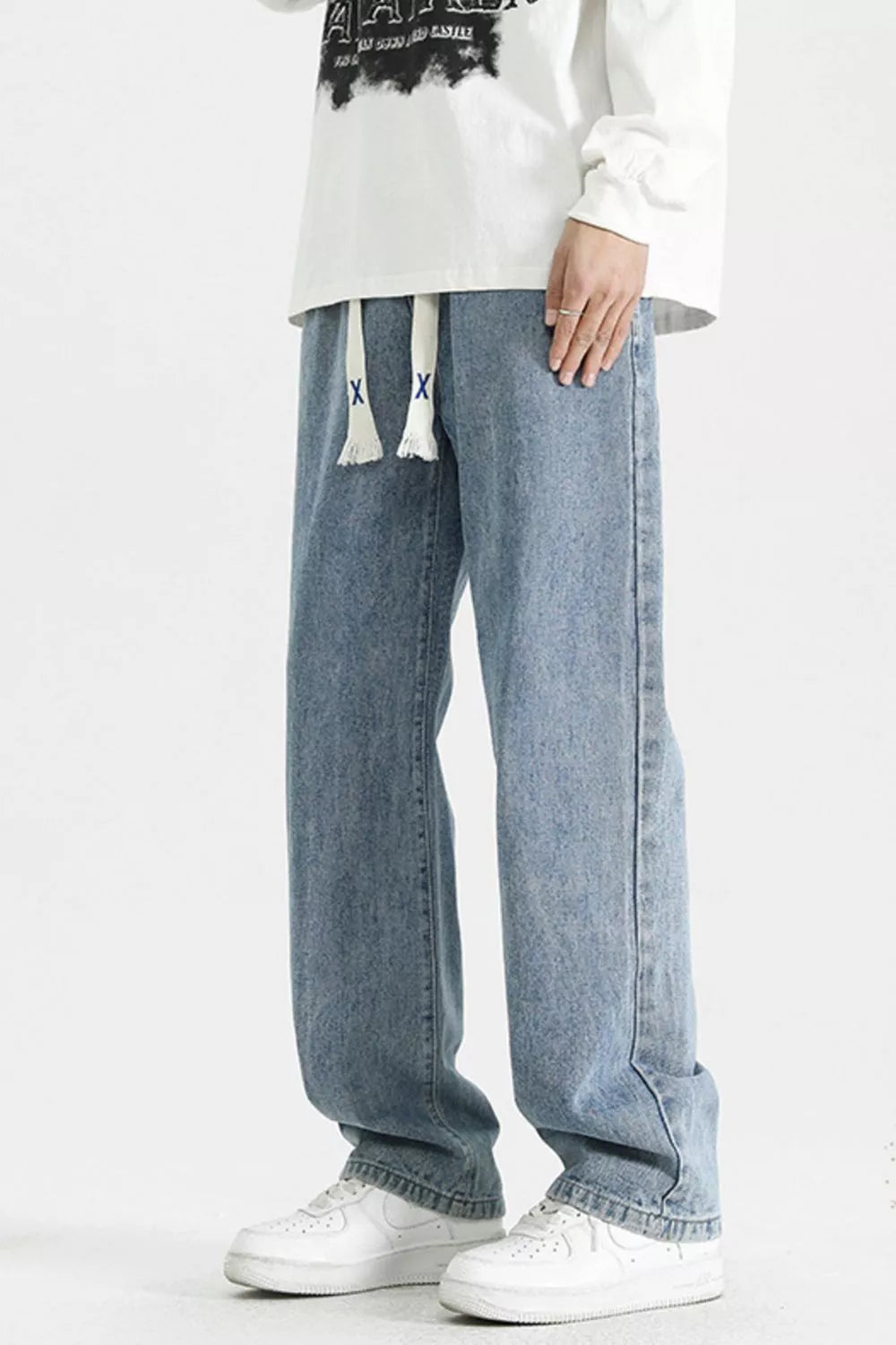 Men's Full Size Wash Loose Fit Jeans Plus Size
