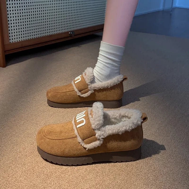 Faux Fur Suede Round Toe Slip - Ons - Loving It Shop