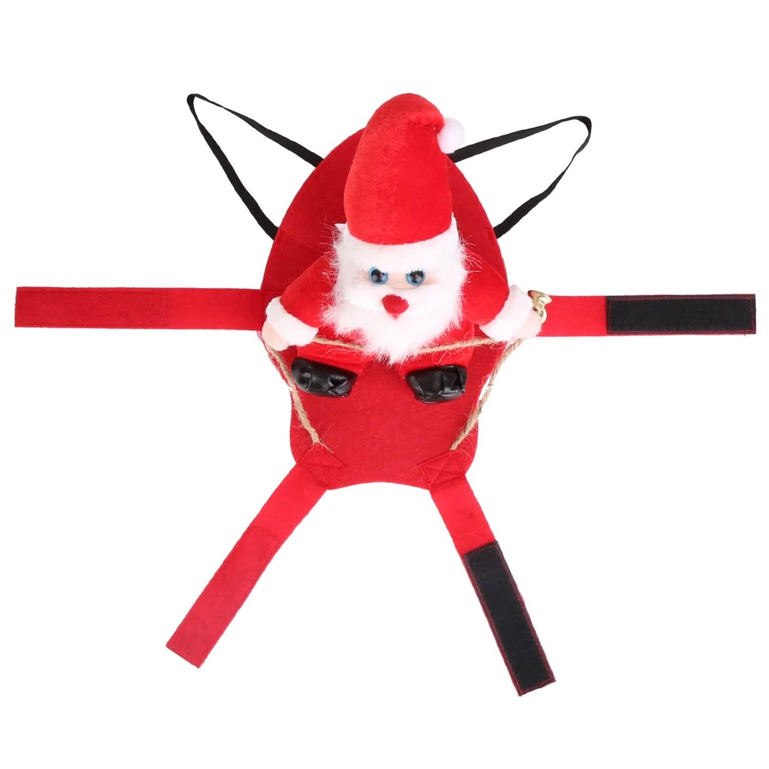 Christmas Costumes Red Winter Coat for Dog Riding Santa Claus with Bell