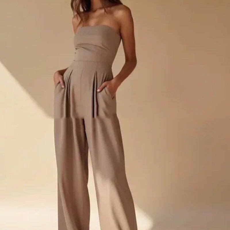 Loose Tube-top Jumpsuit Ins Fashion Backless Wide Leg Long Pants Overalls Women&