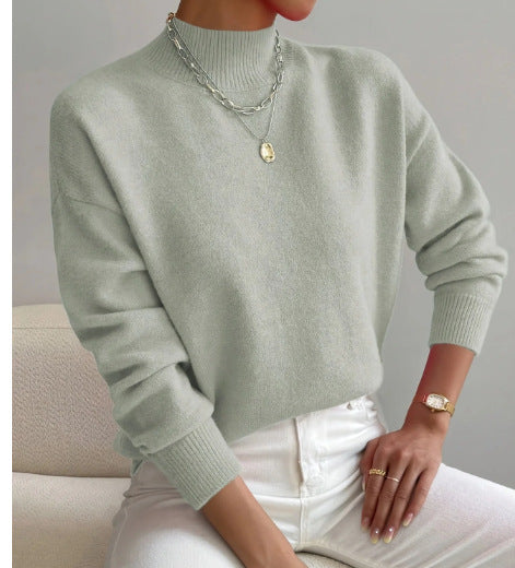 Autumn And Winter Half-high Collar Pullover Women&