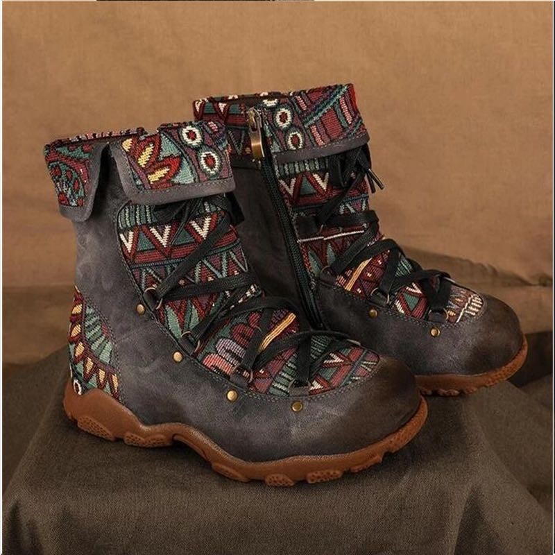 Ethnic Style Large Size Short Boots Women&