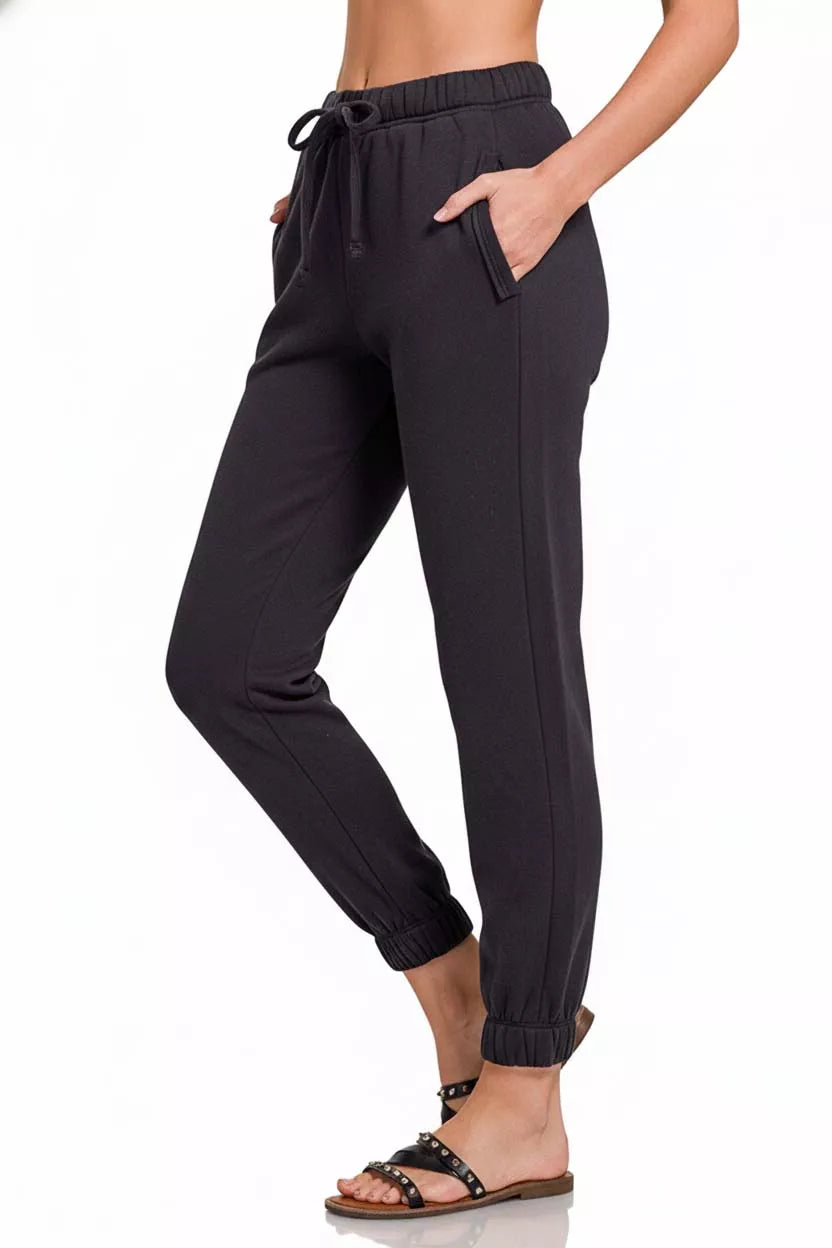 Fleece Drawstring Joggers With Pocket