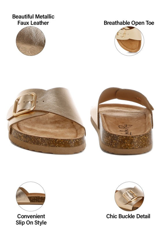 Uvaria Metallic Slip-On Sandals