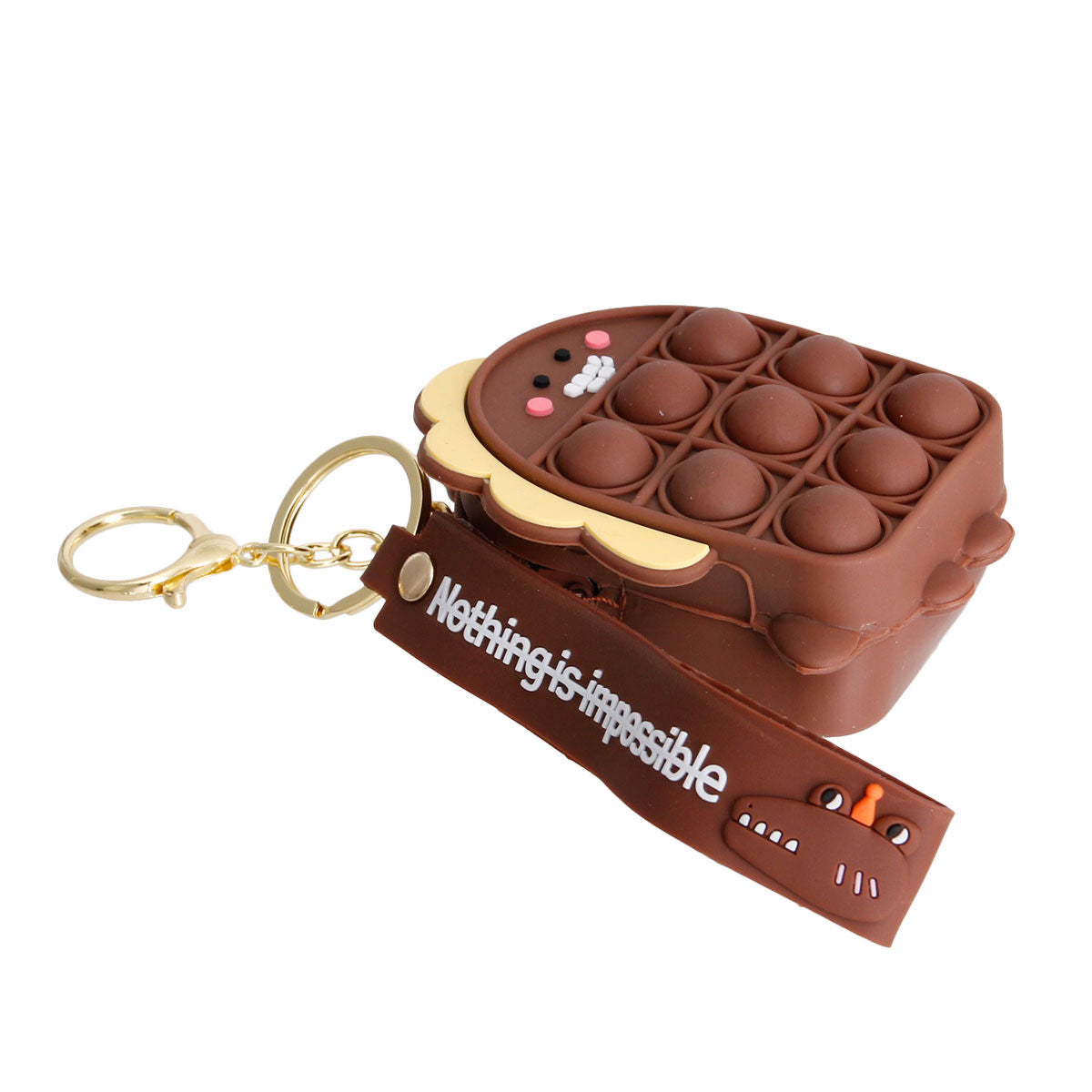 Bubble Pop Keychain Brown Dino Trendy Fashion Accessory