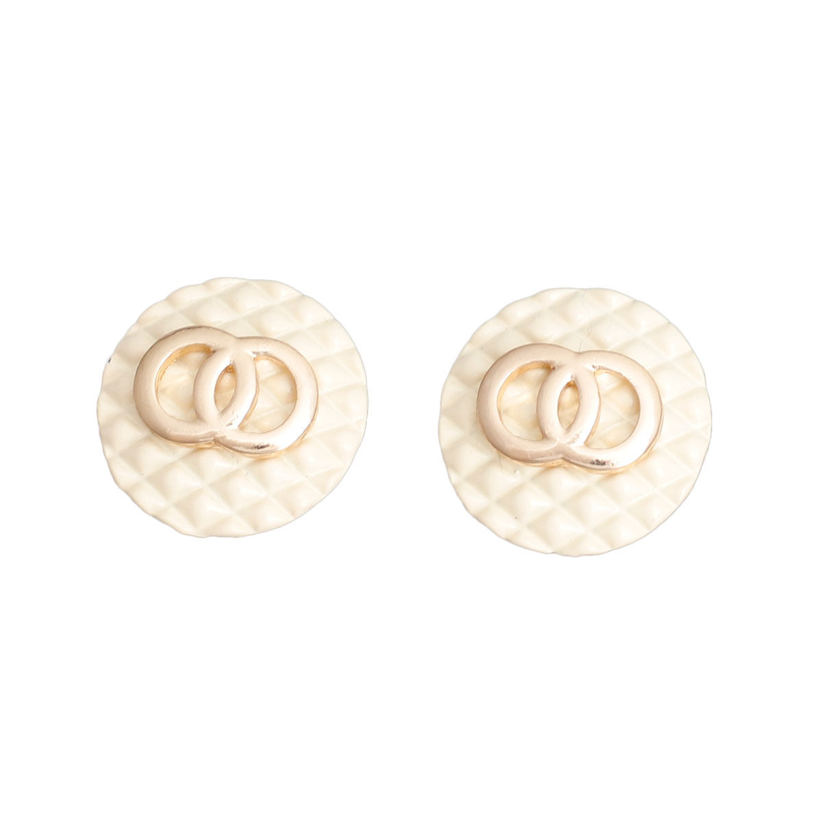 Statement Ivory Quilted Elegance Stud Earrings – Stylish Bespoke Jewelry