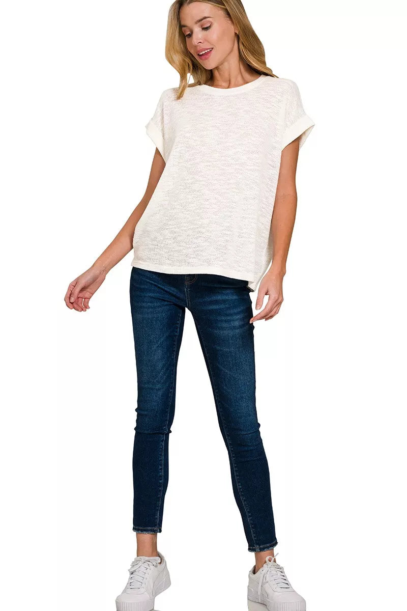 Hacci Slub Rolled Up Sleeve Tee
