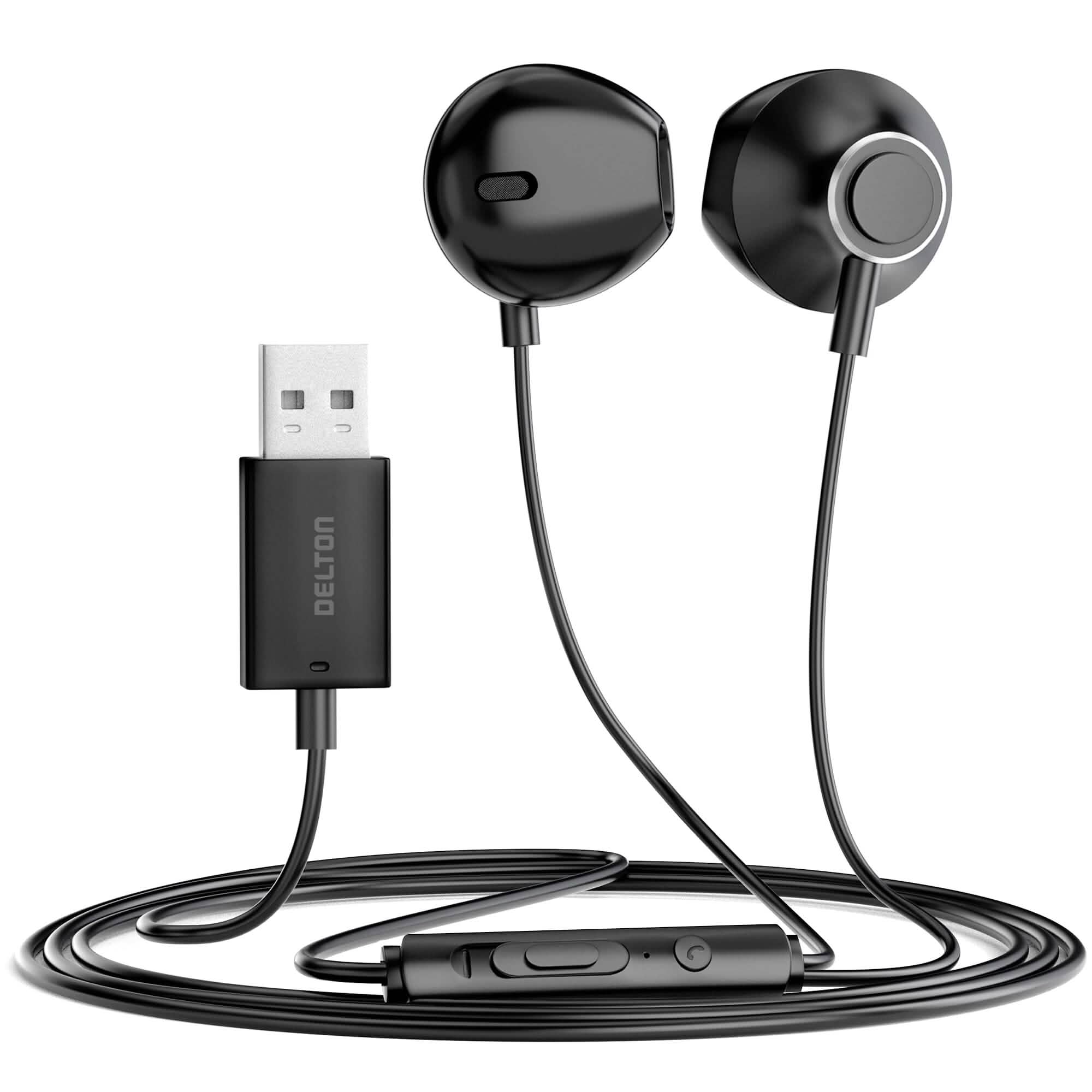 Delton 10E USB A Wired Computer Headset with Microphone 8ft Long Cord Wired