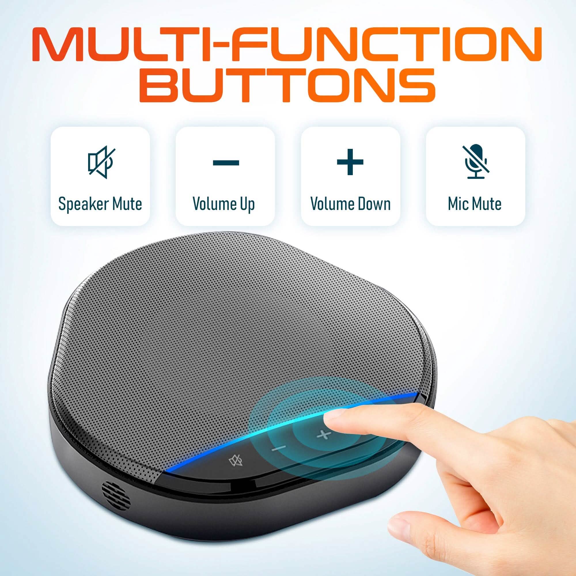 Delton C3900 USB Conference Speaker and Microphone, AI Noise Reduction, 5W Speaker, 16 ft Pickup Distance, 360° Voice Pickup Conference Speaker for Office, Home, Online Meetings and More - Black
