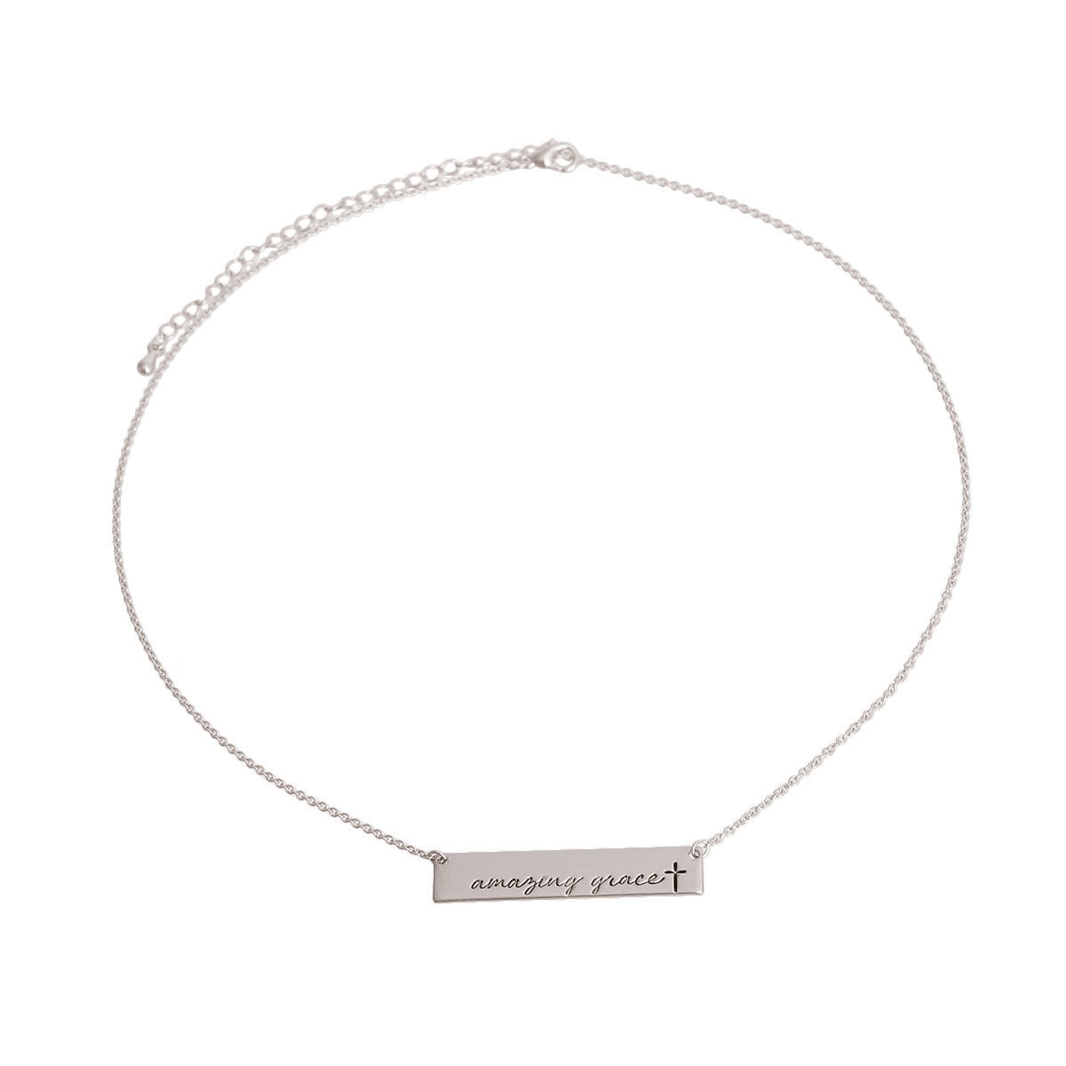Statement Silver Amazing Grace Plate Necklace Stylish Jewelry Accessory