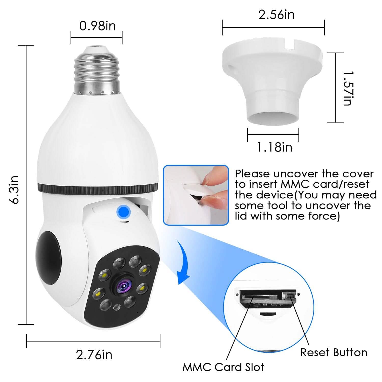 E27 WiFi Bulb Camera 1080P FHD WiFi IP Pan Tilt Security Surveillance Camera with Two-Way Audio Full Color Night Vision