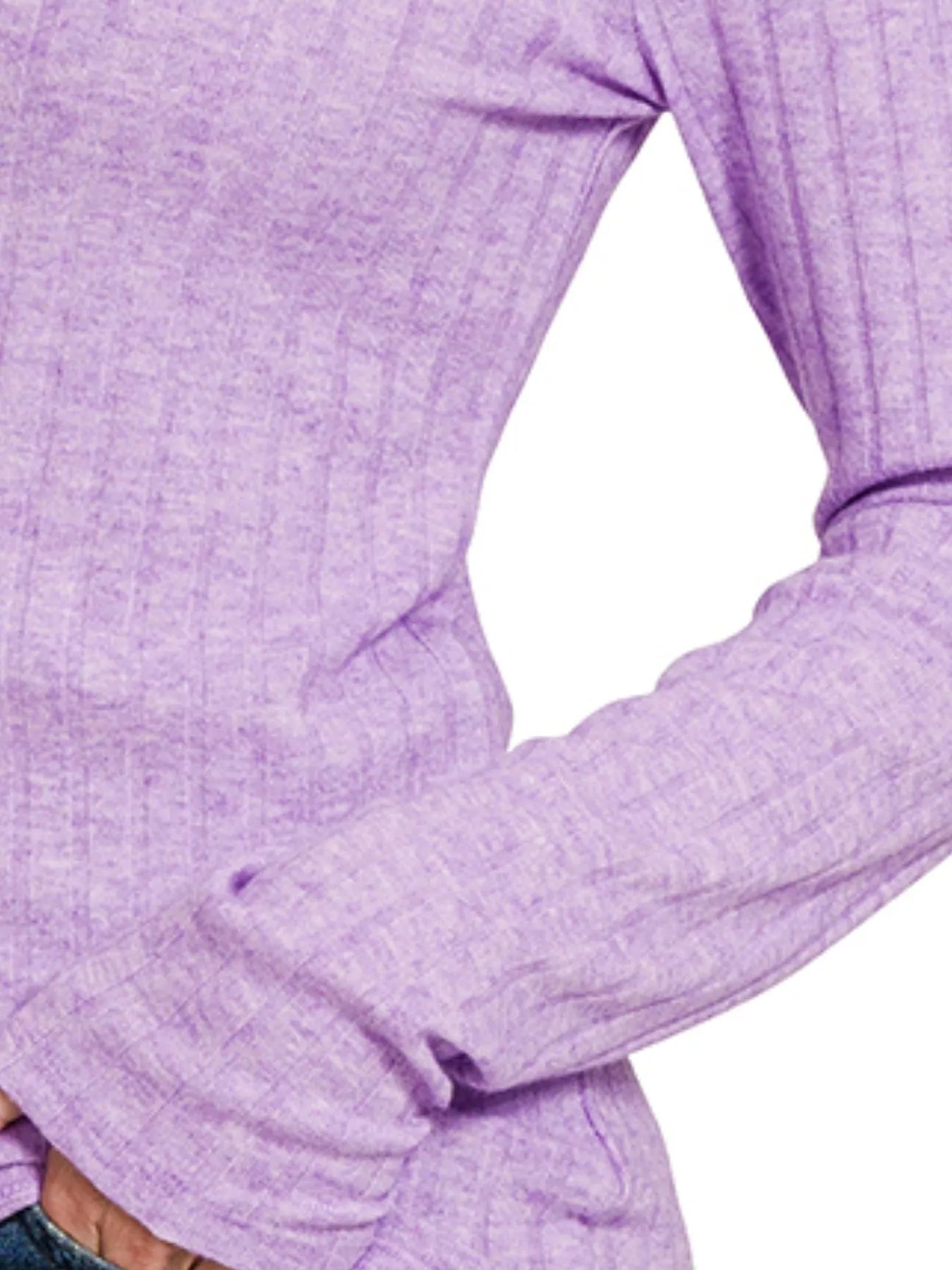 Ribbed Long Sleeve Round Neck T-Shirt